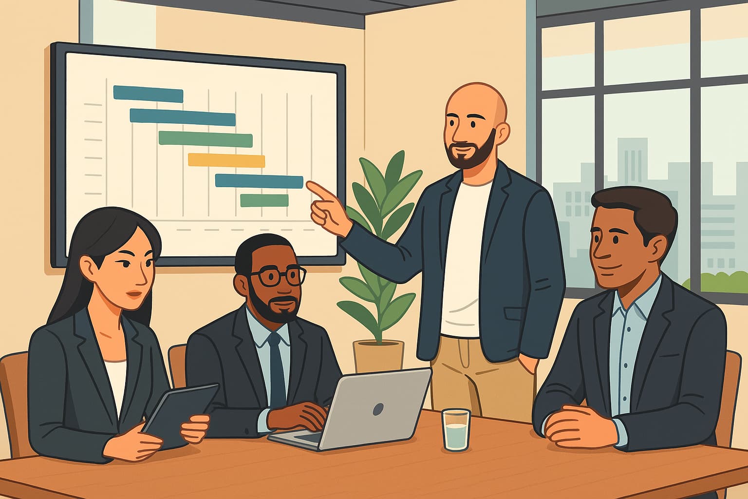 Team kickoff meeting visualizing business and tech alignment